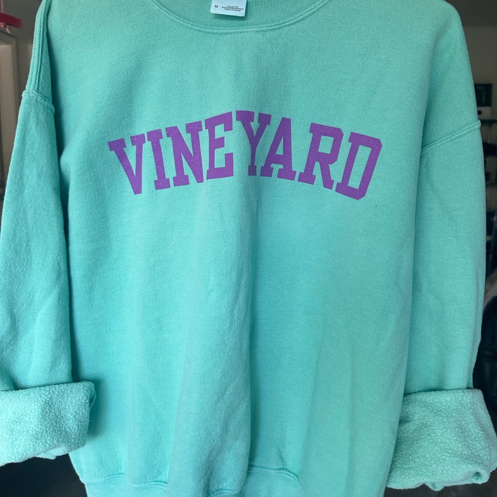 Vintage Martha’s “Vineyard” Teal Sweatshirt with Purple Lettering (Medium)